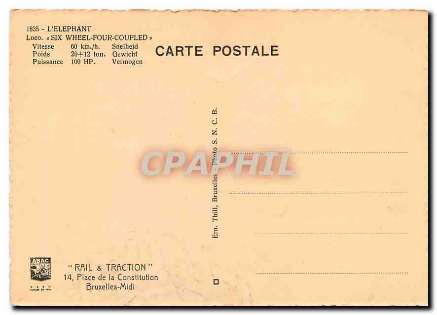 CPM L Elephant Six Wheel Four Coupled Rail Traction  — Verso