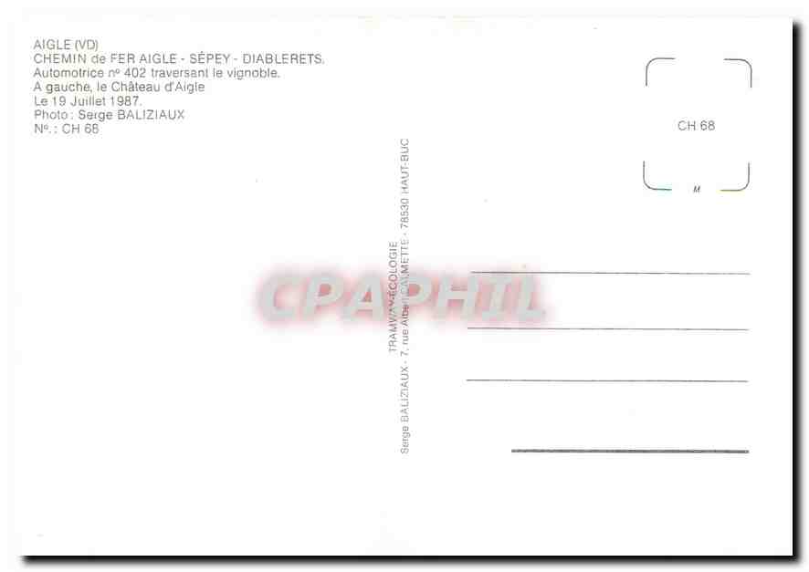 CPM Aigle Chemin ed Fer Aigle Sepey Diablerets Automotrice n 402  — Verso