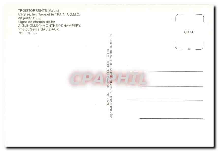 CPM Troistorrents Valais Aigle Ollon Monthey Champery  — Verso