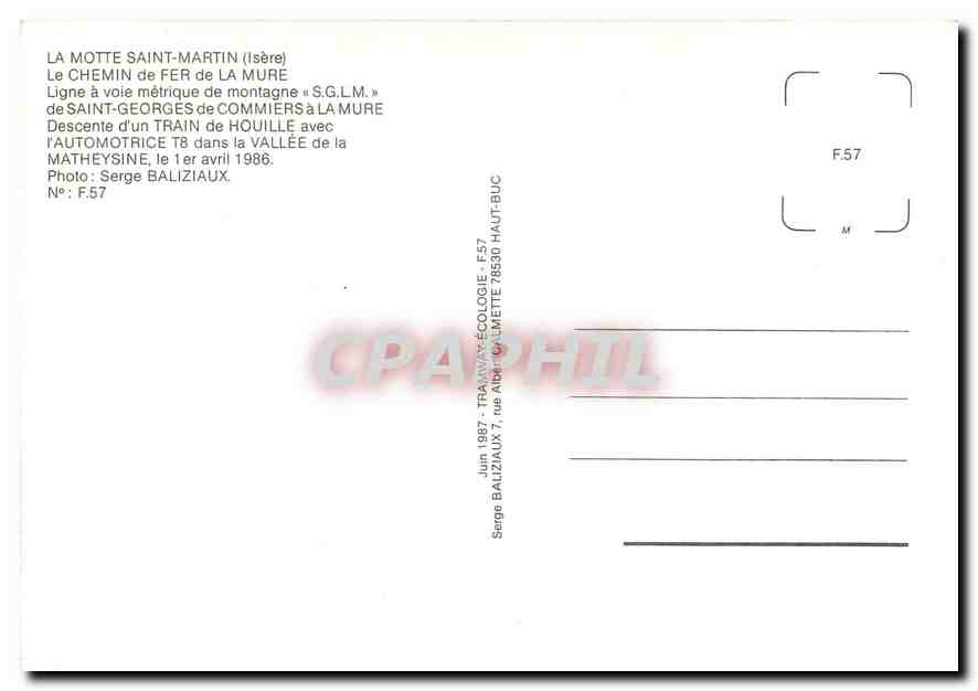 CPM La Motte Saint Martin Isere Automotrice T8  — Verso