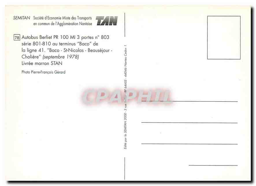CPM Autobus Berliet PR 100 MI 3 portes n 803  — Verso