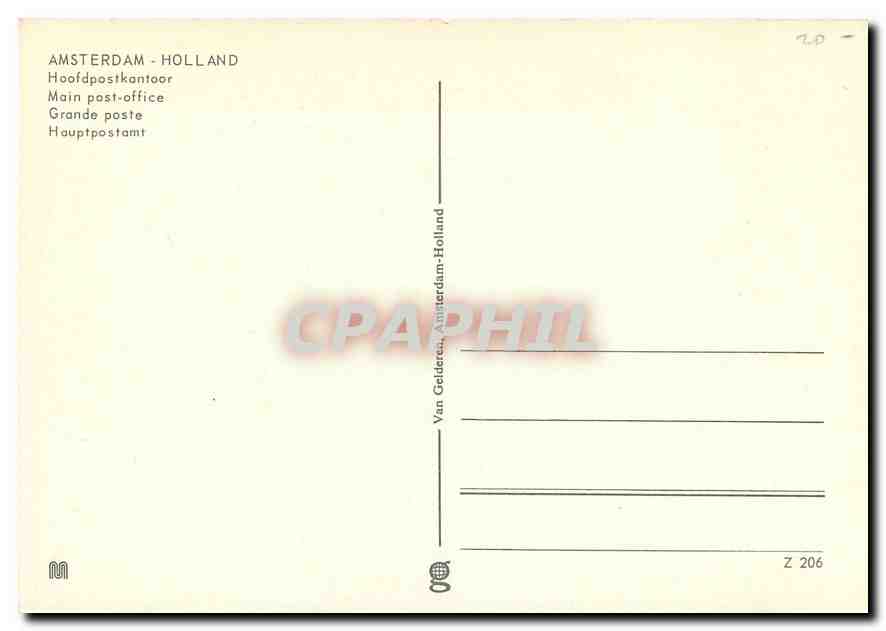 CPM Amsterdam Holland Main post office  — Verso