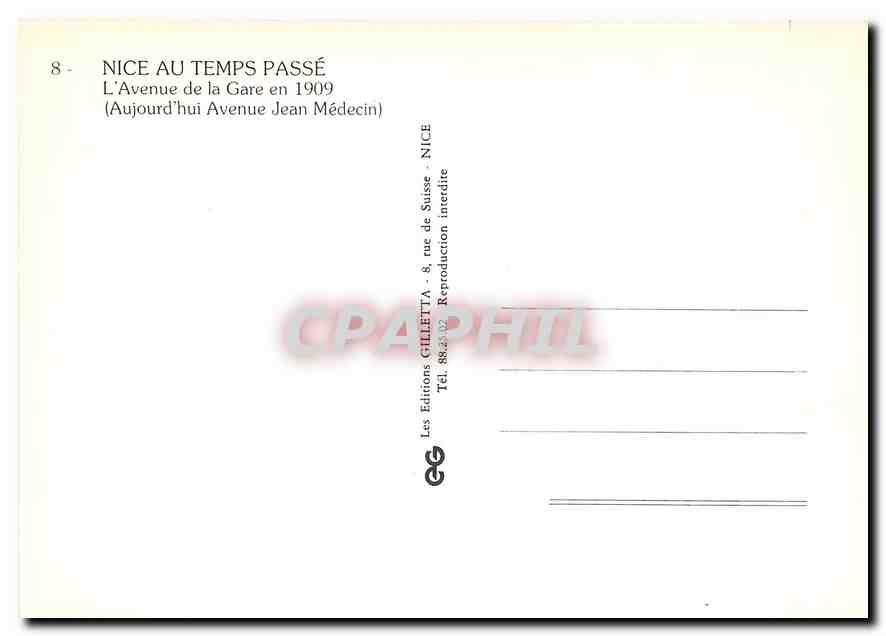 CPM Nice Avenue de la Gare  — Verso