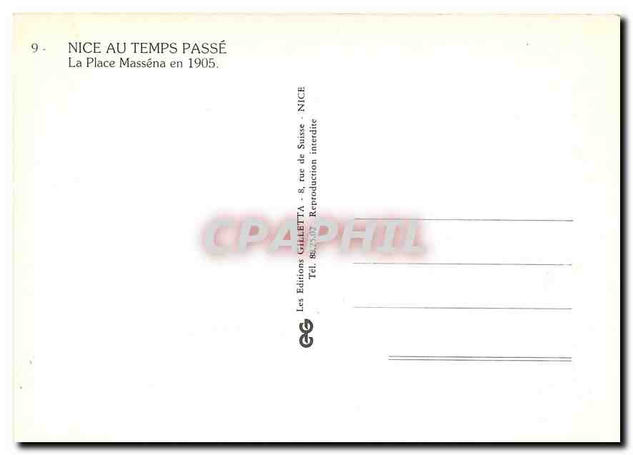 CPM Nice Le Casino Place Massena  — Verso