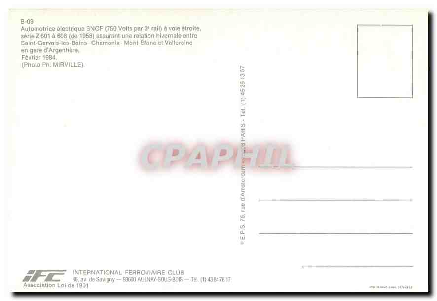 CPM Automotrice electrique SNCF  — Verso