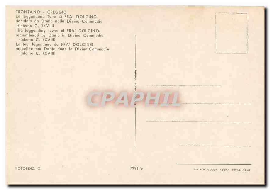 CPM Trontano Creggio The leggendary tower of Fra Dolcino  — Verso