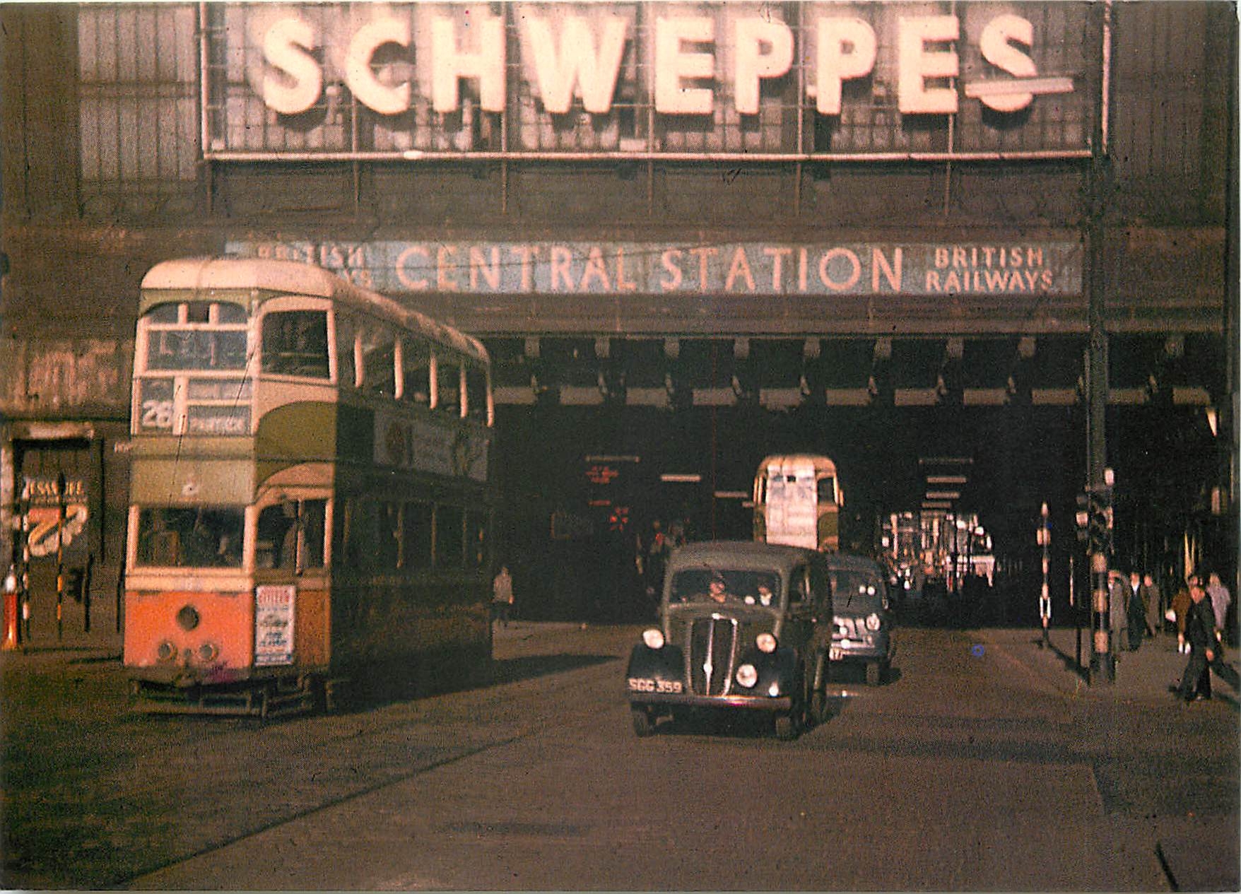 CPM Emerging from under the Hielans Mans Umbrella in Argyle Street in 1961 Glasgow Mk 1 Coronation t