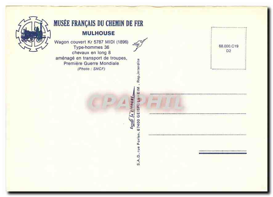 CPM Mulhouse Wagon couvert Kr 5787 MIDI  — Verso