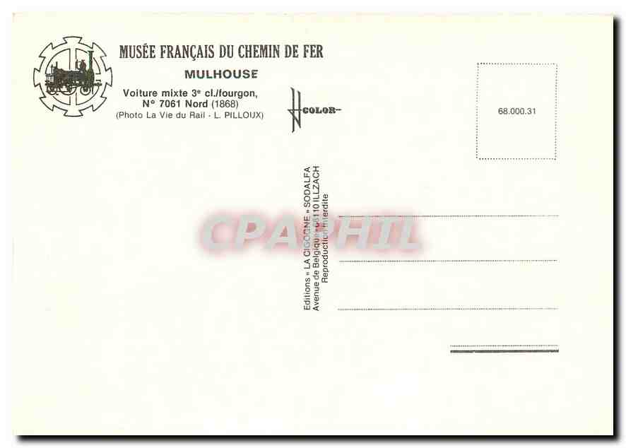 CPM Mulhouse Voiture mixte 3 cl fourgon N 7061 Nord  — Verso