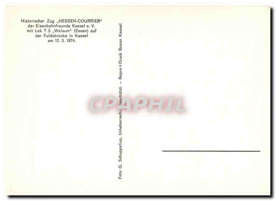 CPM Hessen Courrier der Eisenbahnfreunde Kassel E V mit Lok T3 Walsum  — Verso
