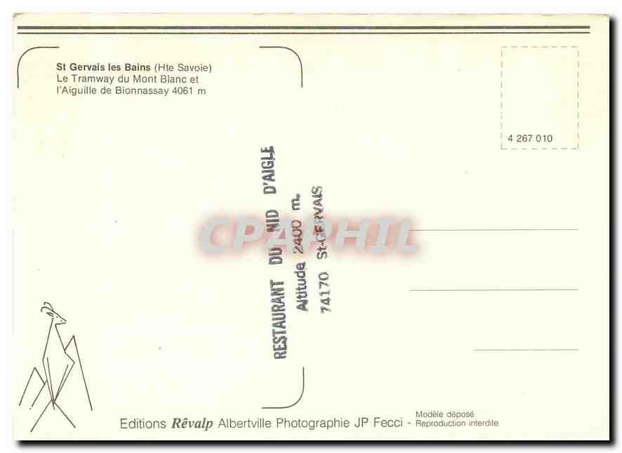 CPM Le Tramway du Mt Blanc St Gervais les Bains Hte Savoie  — Verso