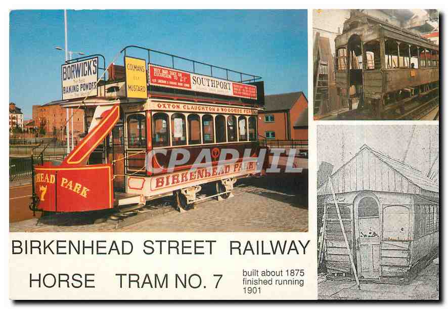 CPM Birkenhead Street Railway Horse Tram no 7 