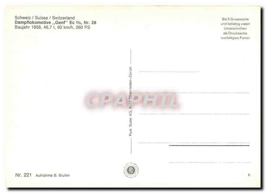 CPM Locomotive GEnf Ec 2 5 Nr 28  — Verso