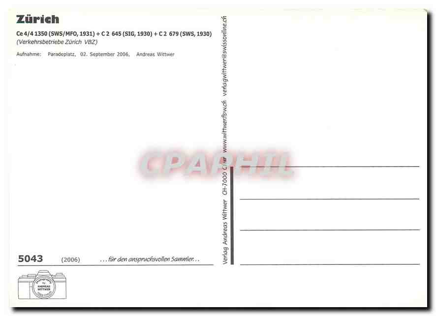 CPM Zurich Ce4 4 1350 SWS MFO 1931 C2 645 SIG 1930 C2 679 SWS 1930  — Verso
