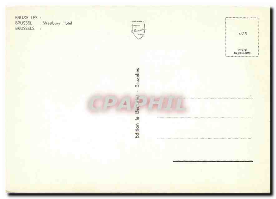 CPM Brussel Westbury Hotel  — Verso