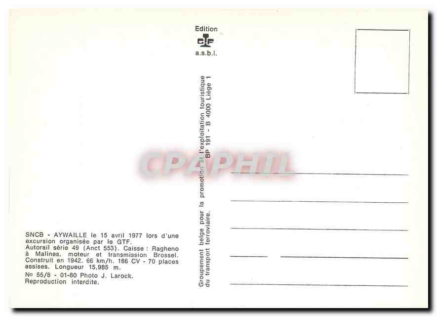 CPM Autorail serie 49 Anct 553  — Verso