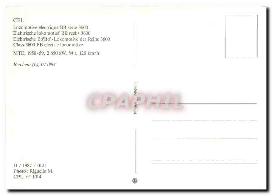 CPM Class 3600 BB electric locomotive  — Verso