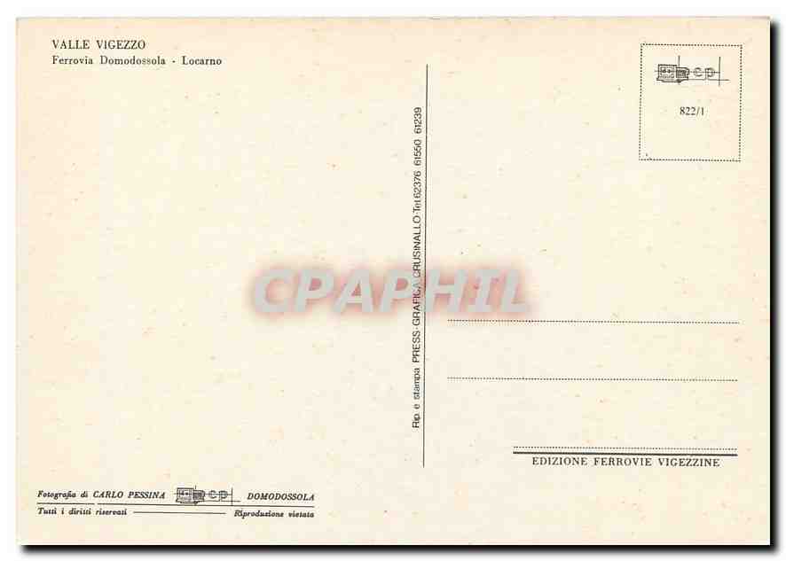 CPM Valle Vigezzo Ferrovia Domodossola Locarno  — Verso