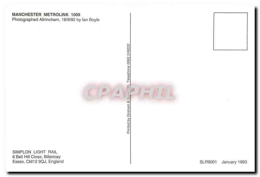 CPM Manchester Metrolink 1009  — Verso