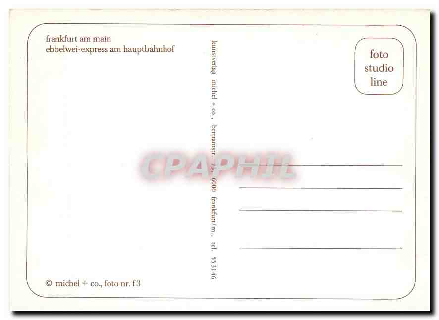 CPM Frankfurt am Main Ebbelwei Express  — Verso