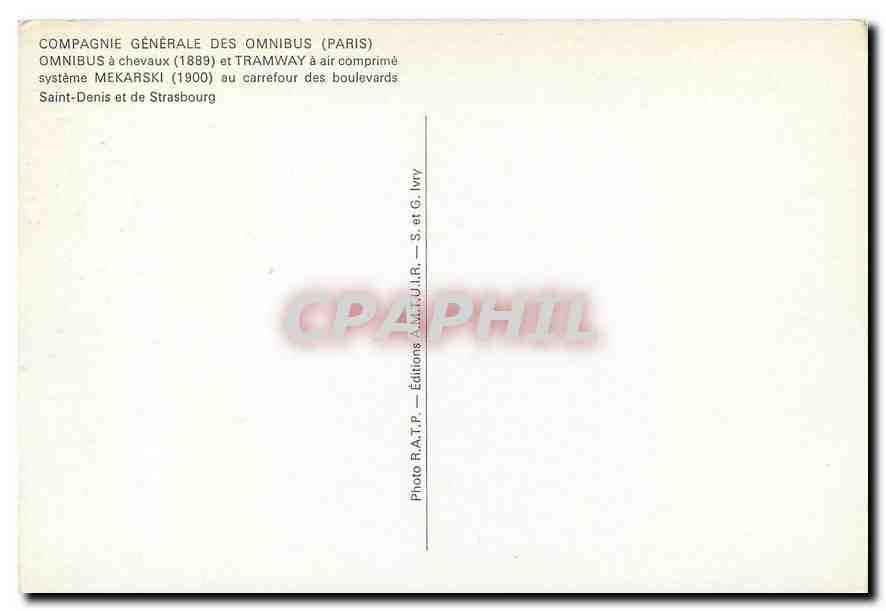 CPM Compagnie Generale des Omnibus Paris Omnibus a chevaux 1889  — Verso