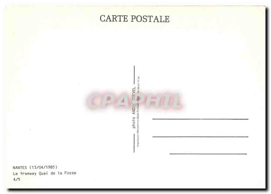 CPM Nantes Le tramway Quai de la Fosse  — Verso
