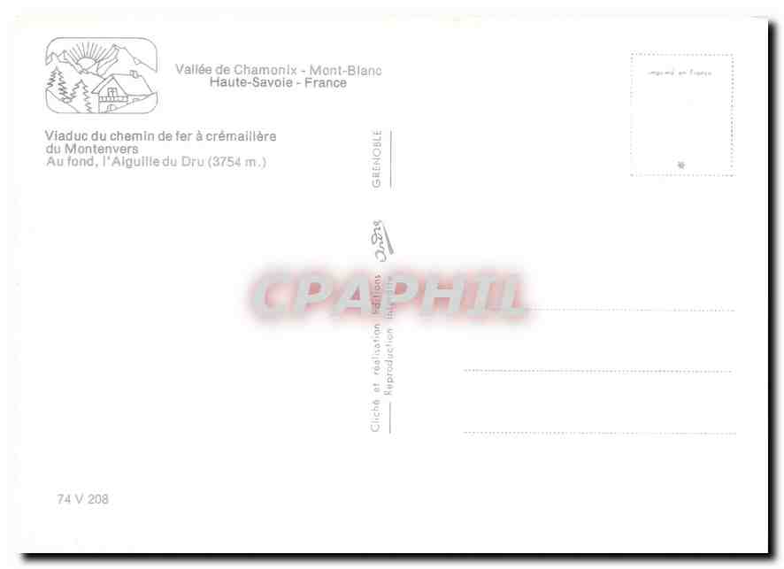 CPM Vallee de Chamonix Mont Blanc Haute Savoie France  — Verso