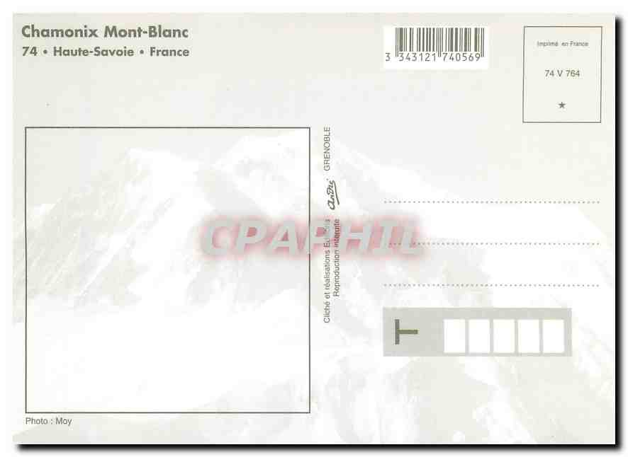 CPM Chamonix Mont Blanc Haute Savoie France  — Verso