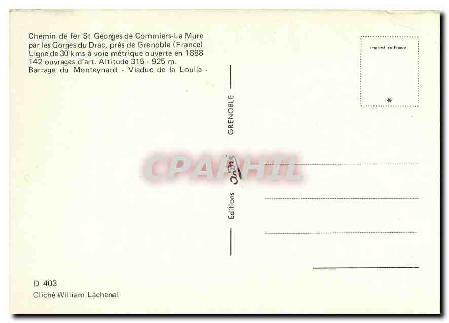 CPM Chemin de fer de la Mure  — Verso