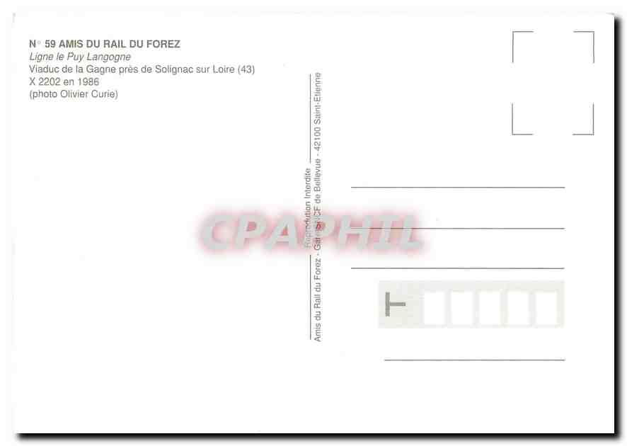 CPM Amis du Rail du Forez  — Verso