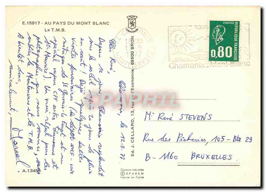 CPM Au Pays du Mont Blanc  — Verso