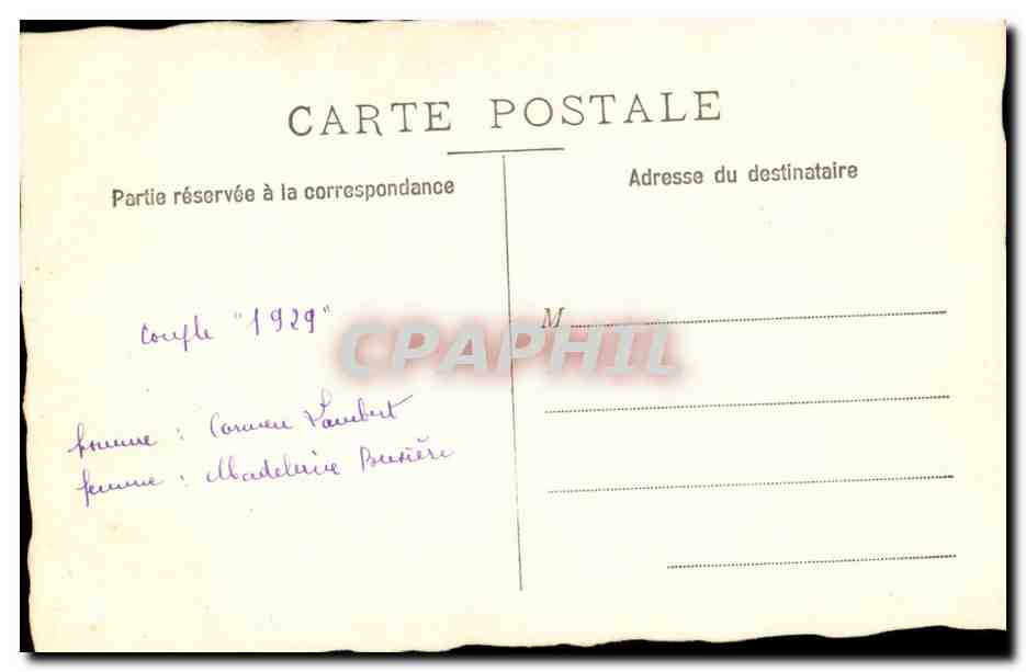 Couple de tennis — 1929 — sans éditeur ni numéro visible — Reverso