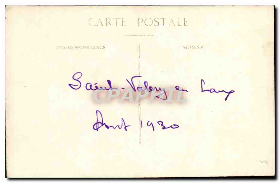 CPA CArte Photo SAitn Valery en Caux Aout 1930 Famille — Verso