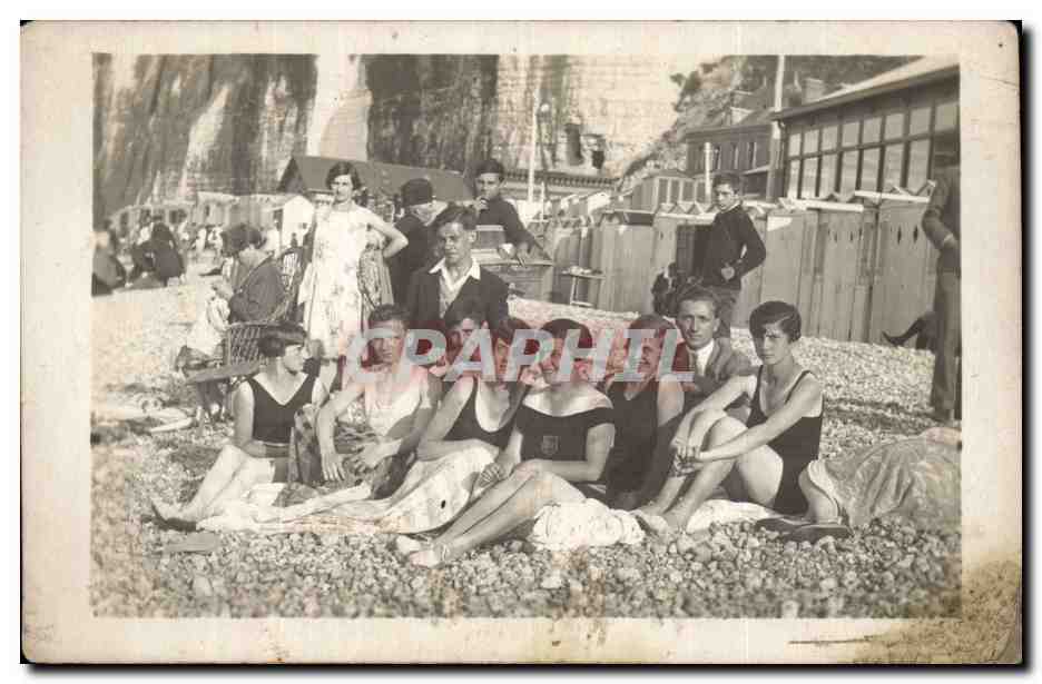 CPA CArte Photo SAitn Valery en CAux baigneurs