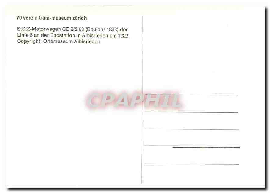 CPM verein tram-museum zuerich StStZ-Motorwagen — Verso