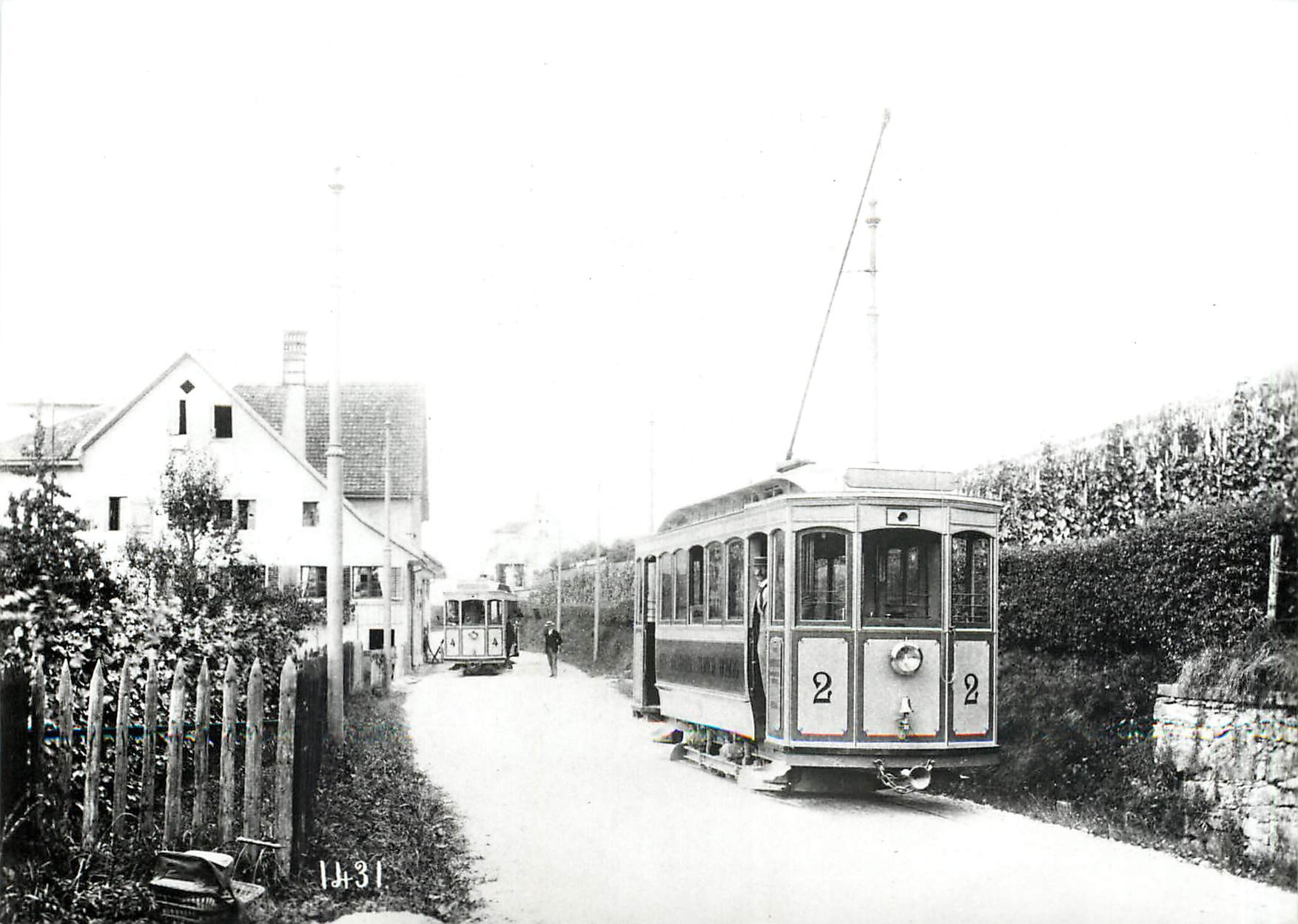 CPM verein tram-museum zuerich Die Motorwagen ce 2/2 2 und 4 der Strassenbahn Zuerich-Hoengg