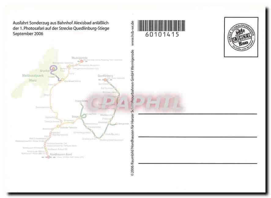 CPM Ausfahrt Sonderzug aus Bahnhof Alexisvbad — Verso