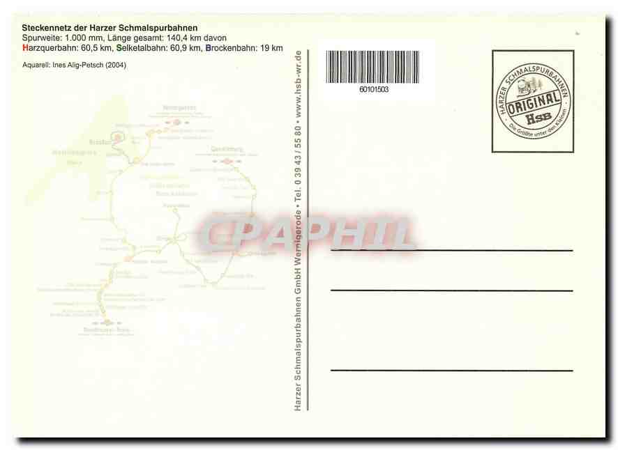 CPM Steckennentz der Harzer Schmalspurbahnen — Verso