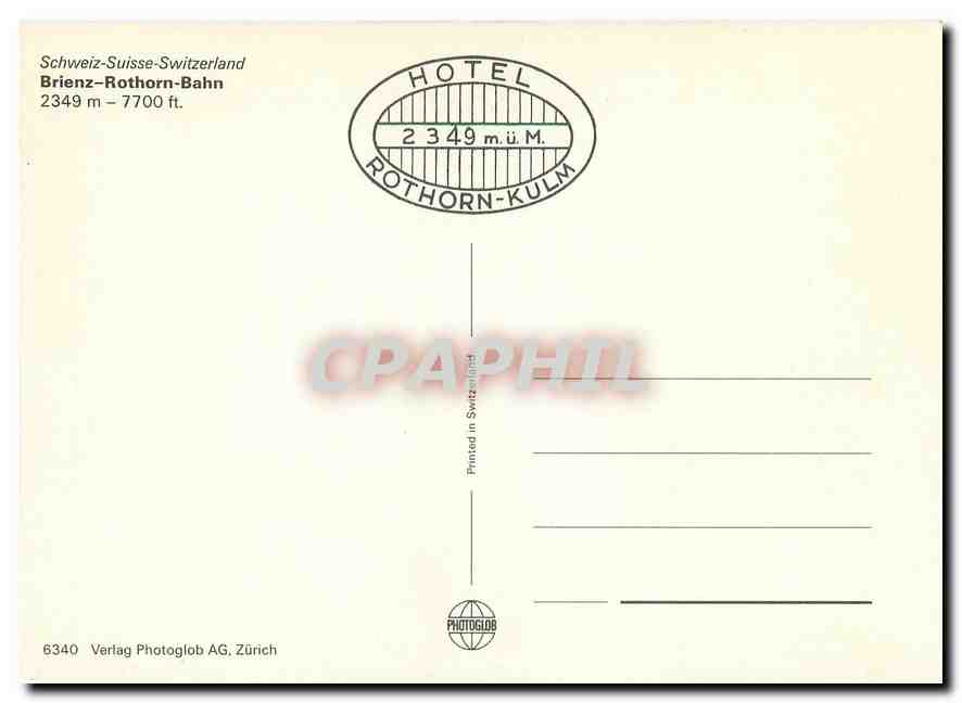 CPM Brienz-Rothorn-Bahn 2349m — Verso