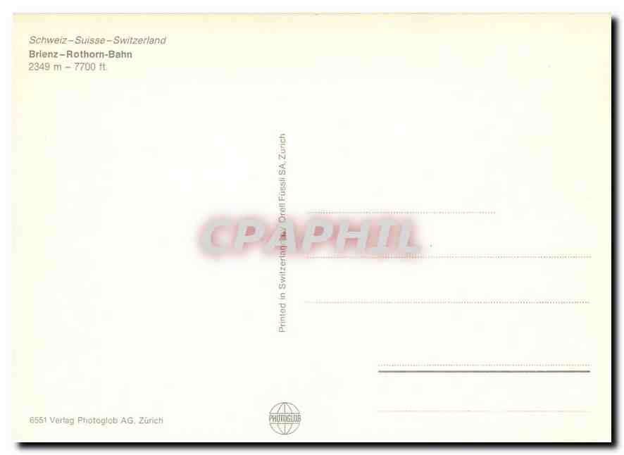 CPM Brienz-Rothorn-Bahn 2349m — Verso