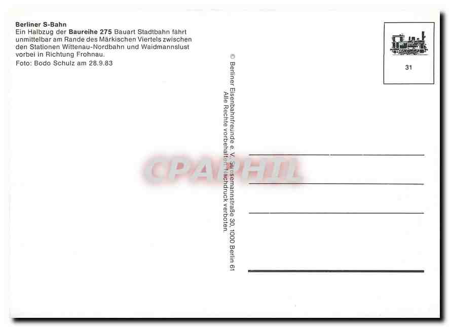 CPM Berliner S-Bahn Ein Halbzug der Baureihe 275 — Verso