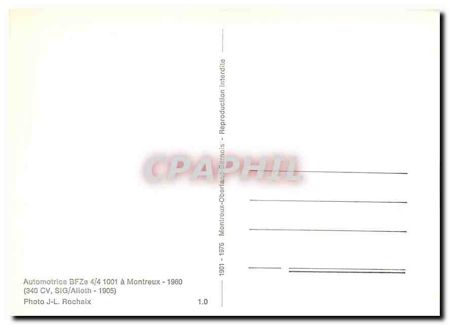 CPM Automotrice BFZe 4/4 1001 a Montreux 1960 — Verso