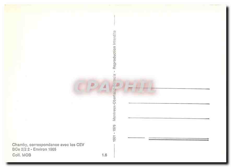 CPM Chamby correspondance aveec les CEV BCe 2/2/ 2 - Environ 1905 — Verso