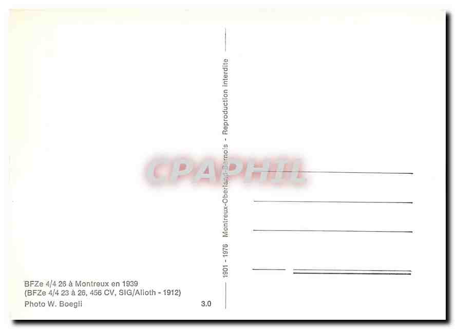 CPM BFZe 4/4 26 a Montreux en 1939 — Verso