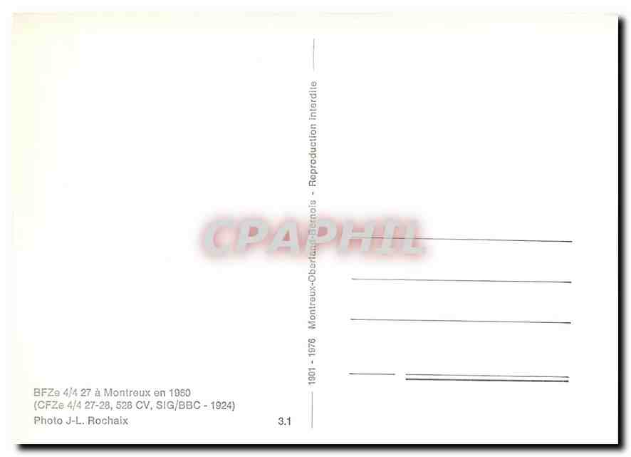 CPM BFZe 4/4 27 a Montreux en 1960 — Verso