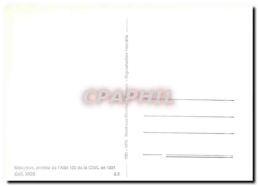 CPM Montreux arriveee de l'AB4 103 de la CIWL en 1931 — Verso