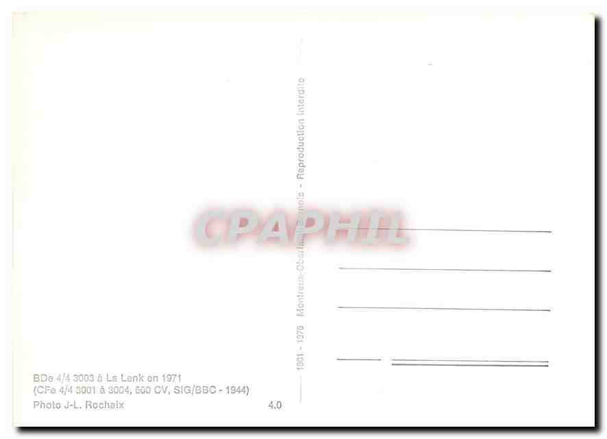 CPM BDe 4/4 3003 a La Lenk en 1971 — Verso