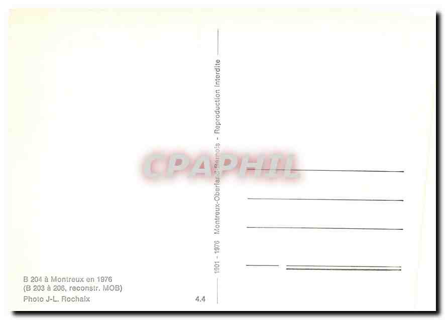 CPM B 204 a Montreux en 1976 — Verso