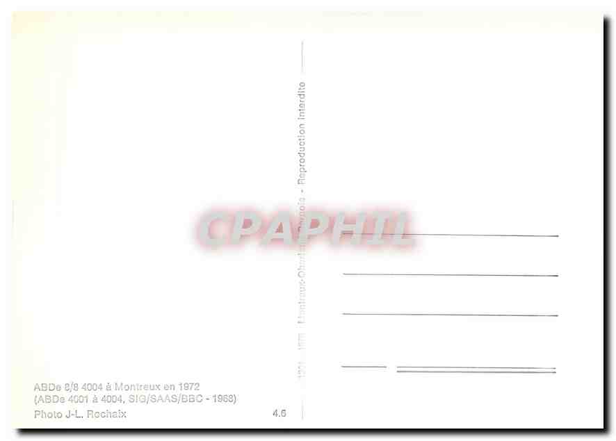 CPM ABDe 8/8 4004 a Montreux en 1972 — Verso