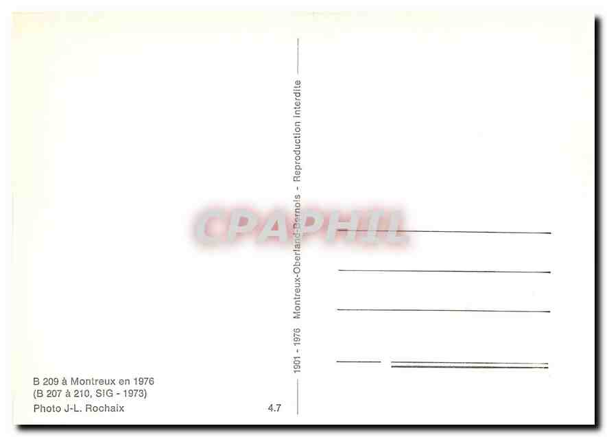 CPM B 209 a Montreux en 1976 — Verso